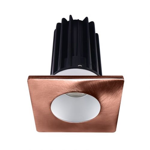 Lotus 8 Watt 2" LED Recessed Downlight - Alzak Reflector - Square Copper Trim - 36° - 3000K - 600 Lumens - 120V