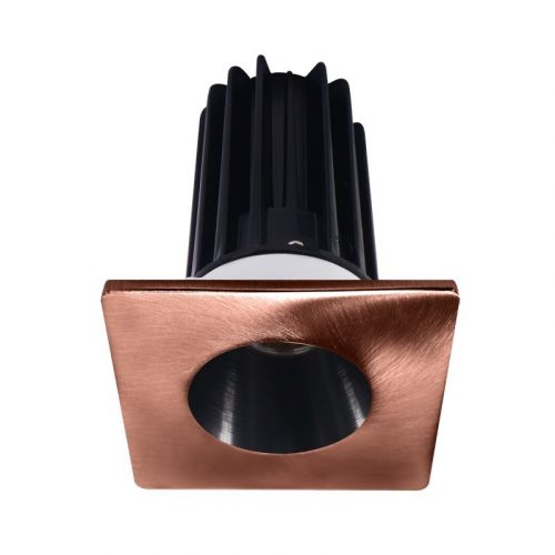 Lotus 8 Watt 2" LED Recessed Downlight - Black Reflector - Square Copper Trim - 38º - 2700K - 580 Lumens - 120V