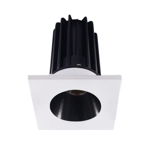 Lotus 8 Watt 2" LED Recessed Downlight - Black Reflector - Square White Trim - 38º - 2700K - 580 Lumens - 120V
