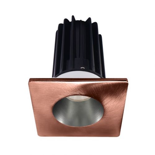 Lotus 15 Watt 2" LED Recessed Downlight - Chrome Reflector - Square Copper Trim - 38º - 3000K - 1,000 Lumens - 120V