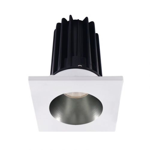 Lotus 8 Watt 2" LED Recessed Downlight - Chrome Reflector - Square White Trim - 38º - 2700K - 580 Lumens - 120V