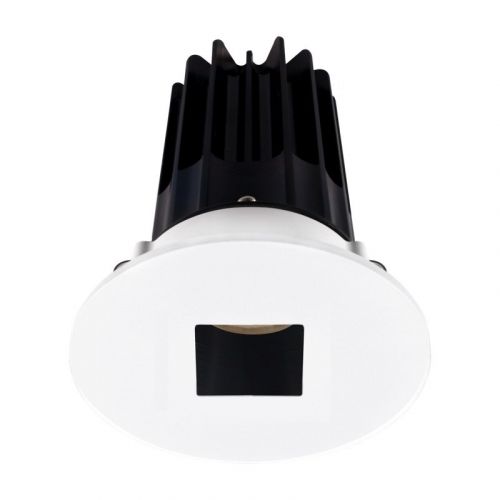 Lotus 8 Watt 2" LED Recessed Downlight - Black Reflector - White Square Pinhole Trim - 3000K - 600 Lumens - 120V